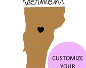 Vermont Map Illustration size A4 (11,8x8,3 inches)