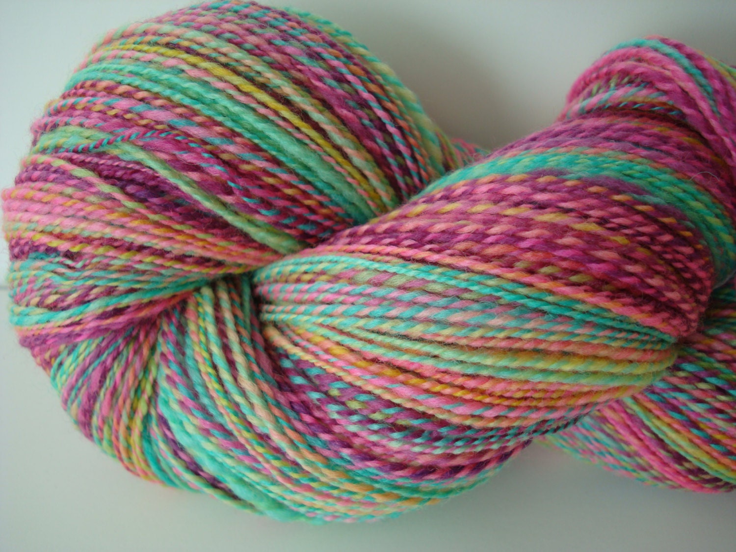 Handspun 2-Ply Polwarth Fingering Weight Yarn "Candy Dots" 509 yds