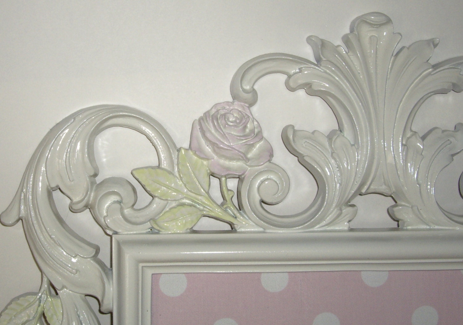 SYROCO VINTAGE FRAME- Vintage Ornate Syroco  Frame  Magnetic Fabric Board-Pink - Nursery- Girls Room-shabby chic bedroom