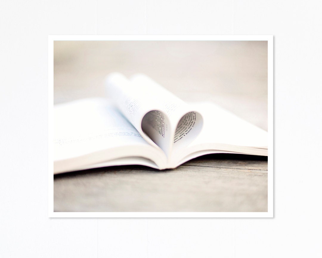 Dreamy Still Life of Book - Book Heart - Wall Art - Fine Art Photography - Valentines Day