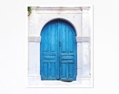 Vibrant Blue Greek Door to Whitewashed Home in Crete, Greece-  8x10 Print - Home Decor - FEATURED on Etsy's Front Page