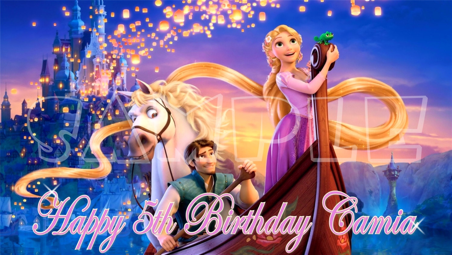 Disney's Tangled Personalized Custom Vibrant Artist Vinyl Birthday Banner Party Decoration
