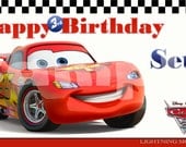 Disney Pixar's Cars 2 Personalized Custom Vibrant Artist Vinyl Birthday Banner Party Decoration