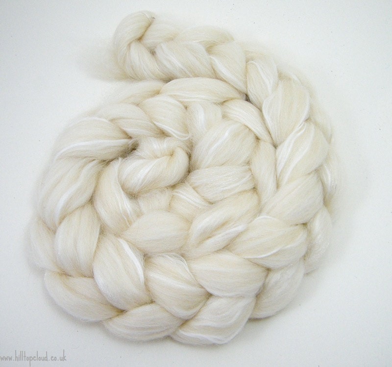 White Spinning Fiber- BFL, Alpaca, Bamboo, Firestar Swan 100g Birds Collection