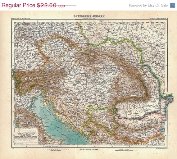 1912  Austro-Hungarian Empire Map Vintage Print Stieler