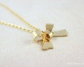 Gold Bow Necklace - Bow Pendant - Bow Charm
