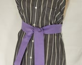 Kid's Gray Art Smock with Purple Sash - Upcycled Men's Shirt