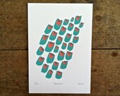 Screen Printed A5 Print  / Peacock Pastel