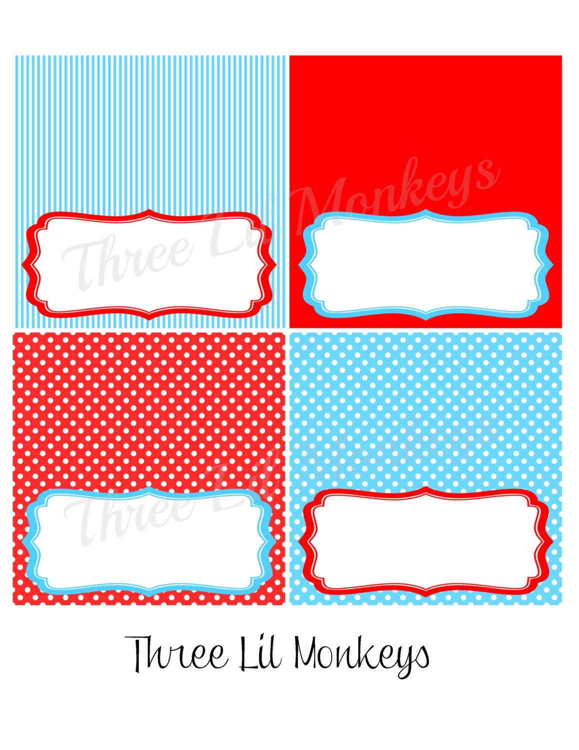 Aqua and Red Food Labels