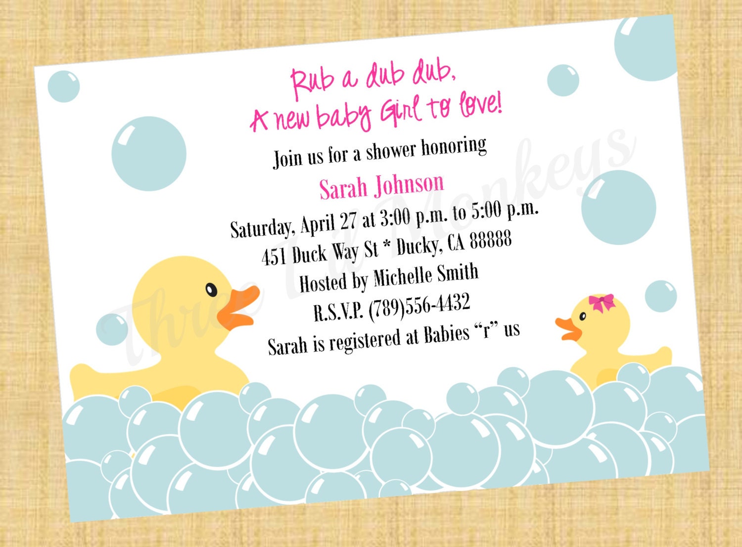 DIY Printable Rubber Duck Invitation (Girl) Il_170x135