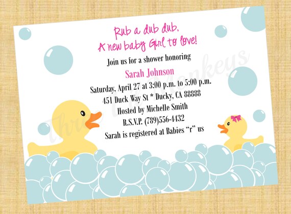 DIY Printable Rubber Duck Invitation (Girl) Il_570xn