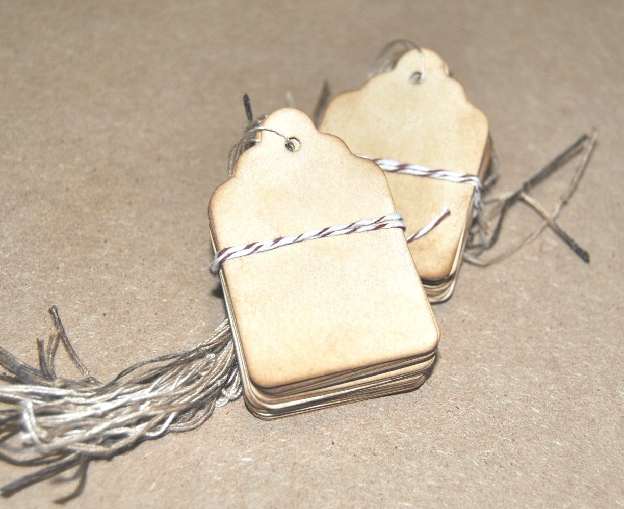 50 mini gift tags . small. rustic. wedding. baby shower. coffee stained . gift embellishment . eco friendly . natural