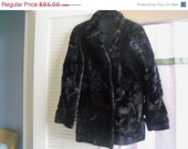 Vintage Faux Fur Coat Women's Black 60's Jacket Retro Rockabilly Accessory