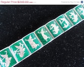 Vintage Sterling Bracelet Signed Alex Co Made In Siam 1930's Collectible Silver Green Enamel Inlay Jewelry Rare