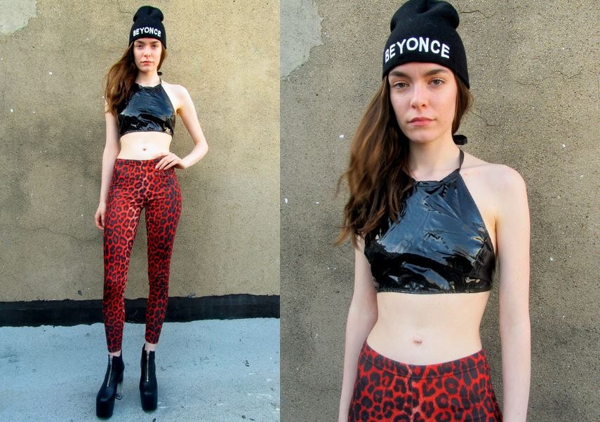 Black Vinyl Goth Sexy Halter Crop Punk Trashy Bra Top