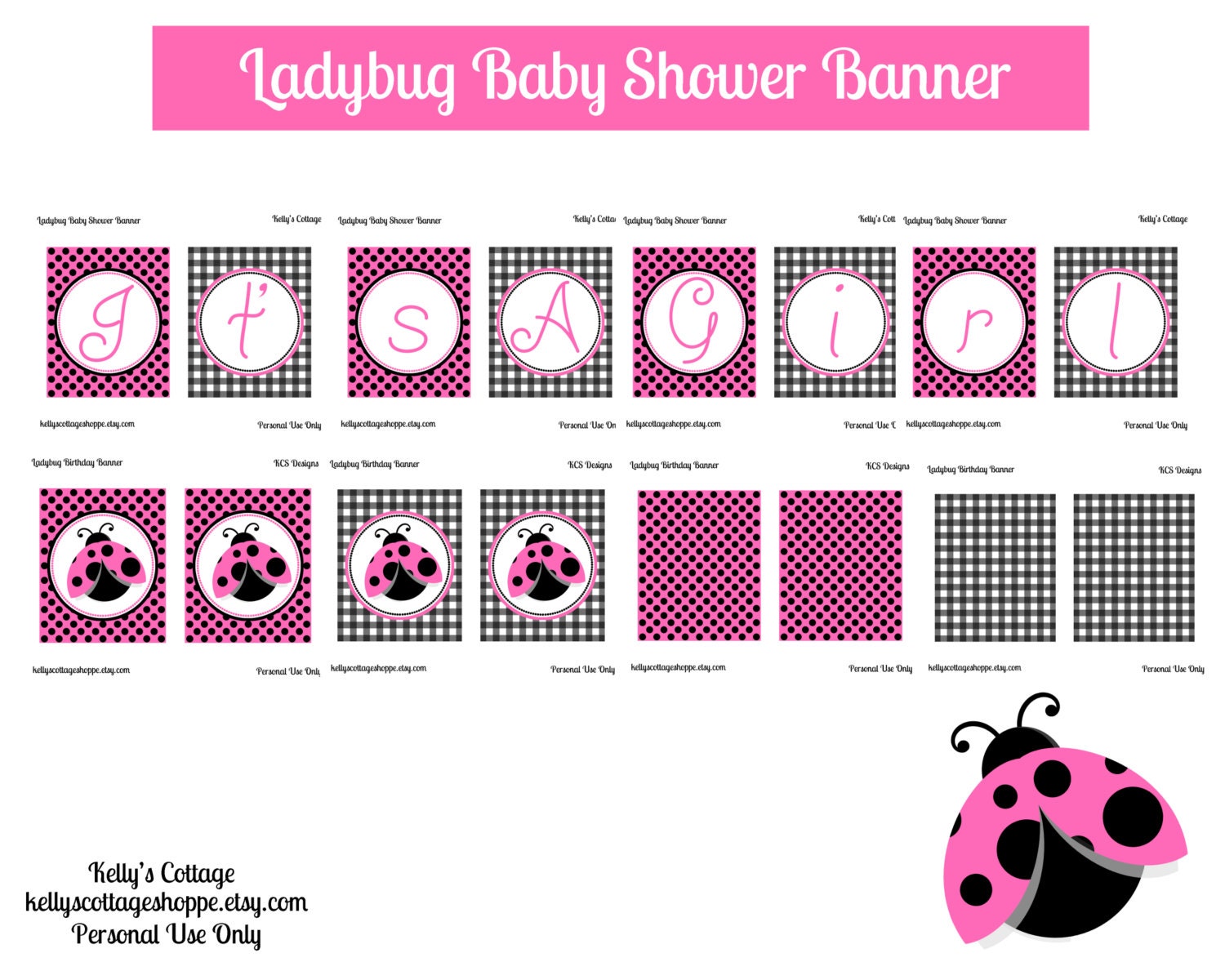 Instant Download, Printable Ladybug Baby Shower Banner Il_170x135