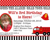 Fire Truck Photo Birthday Party Invitation.... Custom, Printable, Digital
