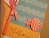 Hello Friend Stationery Card, Blank inside, Fish ocean underwater notecard