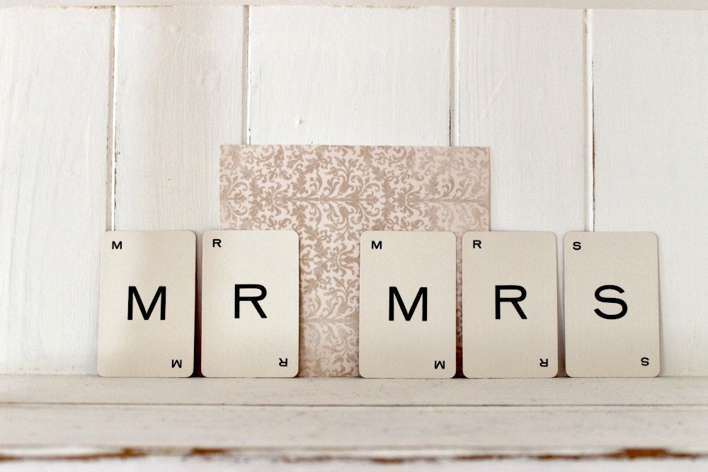 Vintage Alphabet Cards, Mr and Mrs