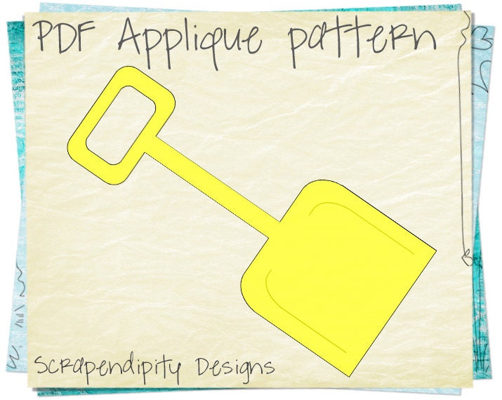 Shovel Quilt Applique Template - Summer Baby Quilt Pattern / Shovel Scrapbook Template / Summer Applique Design / Summer Wall Hanging AP41-D