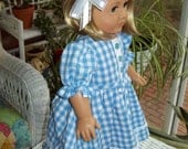 American Girl Doll Dress  18 inch doll dress  Blue checked gingham