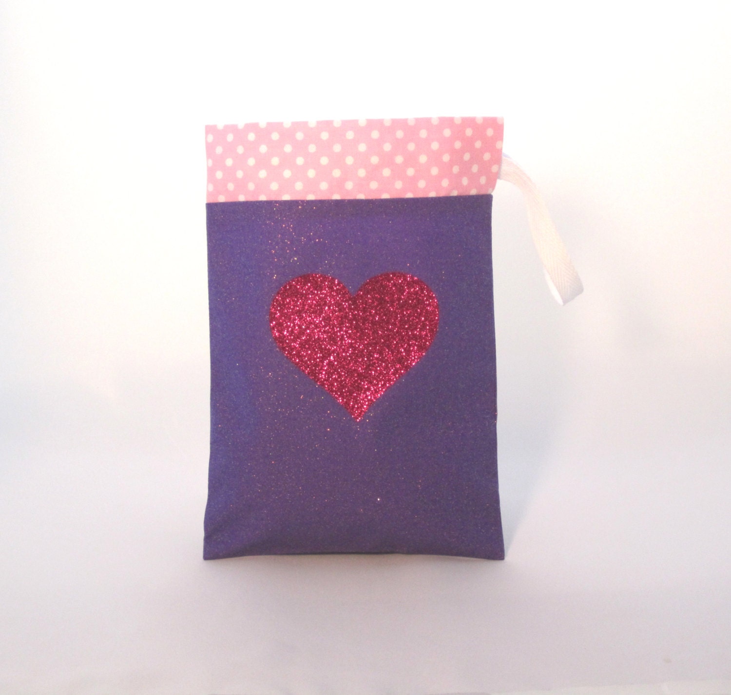 Purple Favor Bags w/ Hot Pink Glitter Hearts- Perfect for Doc McStuffins Favors
