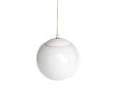 Vintage White Globe Pendant Hanging Lamp - Mod 1960s Lighting