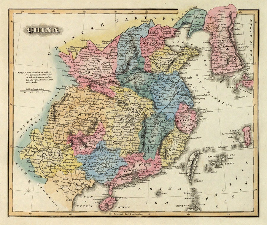 Antique map of China Map of China PRINT by AncientShades