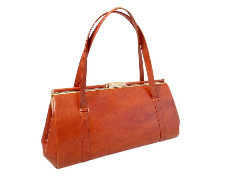 Vintage, Brown Leather Purse by "Ackery", 50's Bag, Handbag, Mad Men Bag