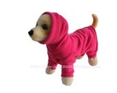 Rosey Posey Comfy Cozy Pink Romper for The Small Dog- Cute Playsuit and Casual Wear-  Warm Jumpsuit for Small Dog with Removable Flowers