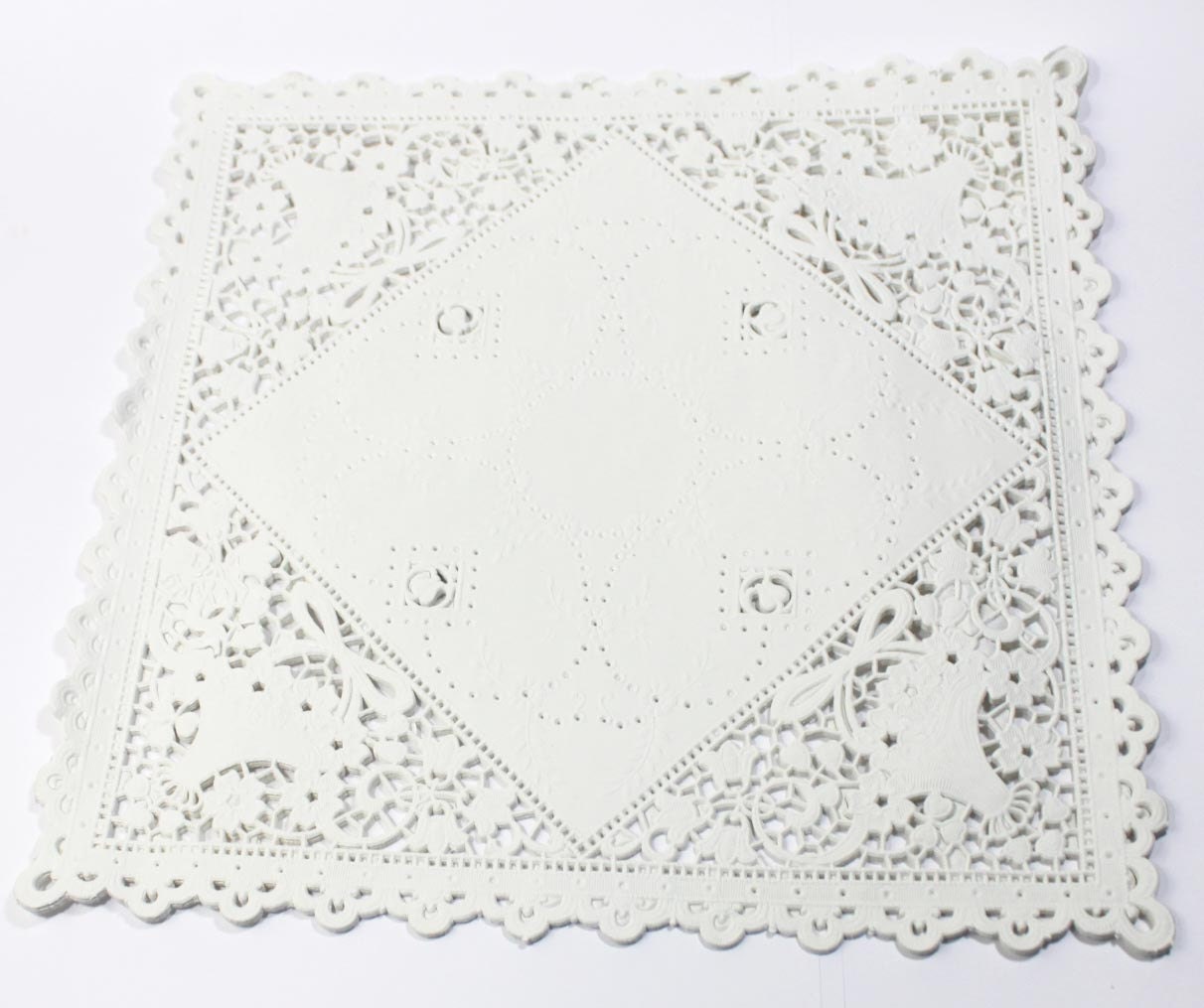 100 Square Paper Doilies - 10 inch, white - envelope ready - basket style