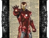 Ironman Sketch Upcycled Book Dictionary Art Print Art Prints Vintage Book Print Vintage Book Page Recycled Buy 3 get 4th free
