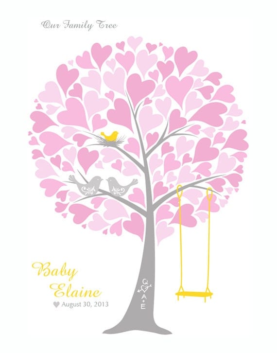 Baby Shower Tree Guest Book Print Nursery Wall Art by TJLovePrints
