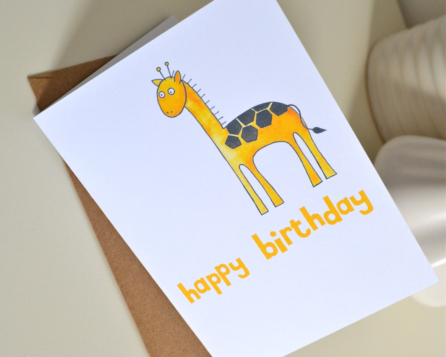 Giraffe Birthday Card - also available as a Hello Card
