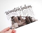 SALE Winston Salem Postcard, Modern Calligraphy, Hand Lettered, North Carolina, City Photography, Industrial Photo, WSNC, Single