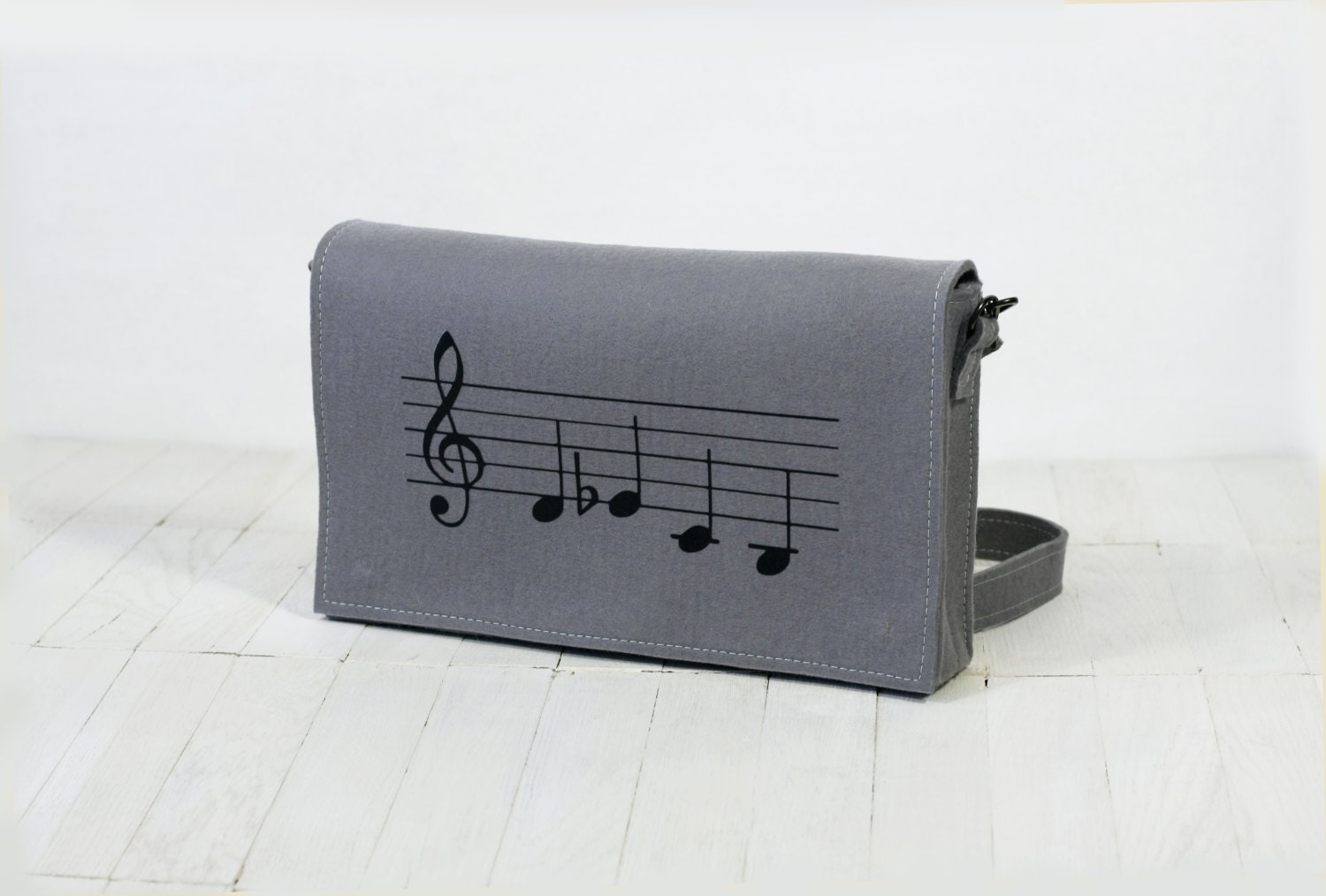 Grey Felt Shostakovich Clutch (DSCH)