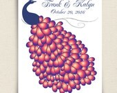 Wedding Guest Book Alternative - Peacock Wedding - The Peawik - A Peachwik Interactive Art Print - 100 guest sign in