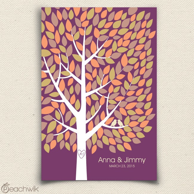 Wedding Guest Book Tree - The Wishwik Multi Wedding Guestbook Tree - A Peachwik Print - 200 guest sign in - Guestbook Alternative