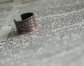 Curly - Etched Copper Ear Cuff  with Curls and Swirls