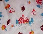 Vintage 1940s Feedsack Novelty Schoolhouse Full Feed Sack Flour Bag Cotton Fabric Cottage Chic Home Decor itsyourcountry