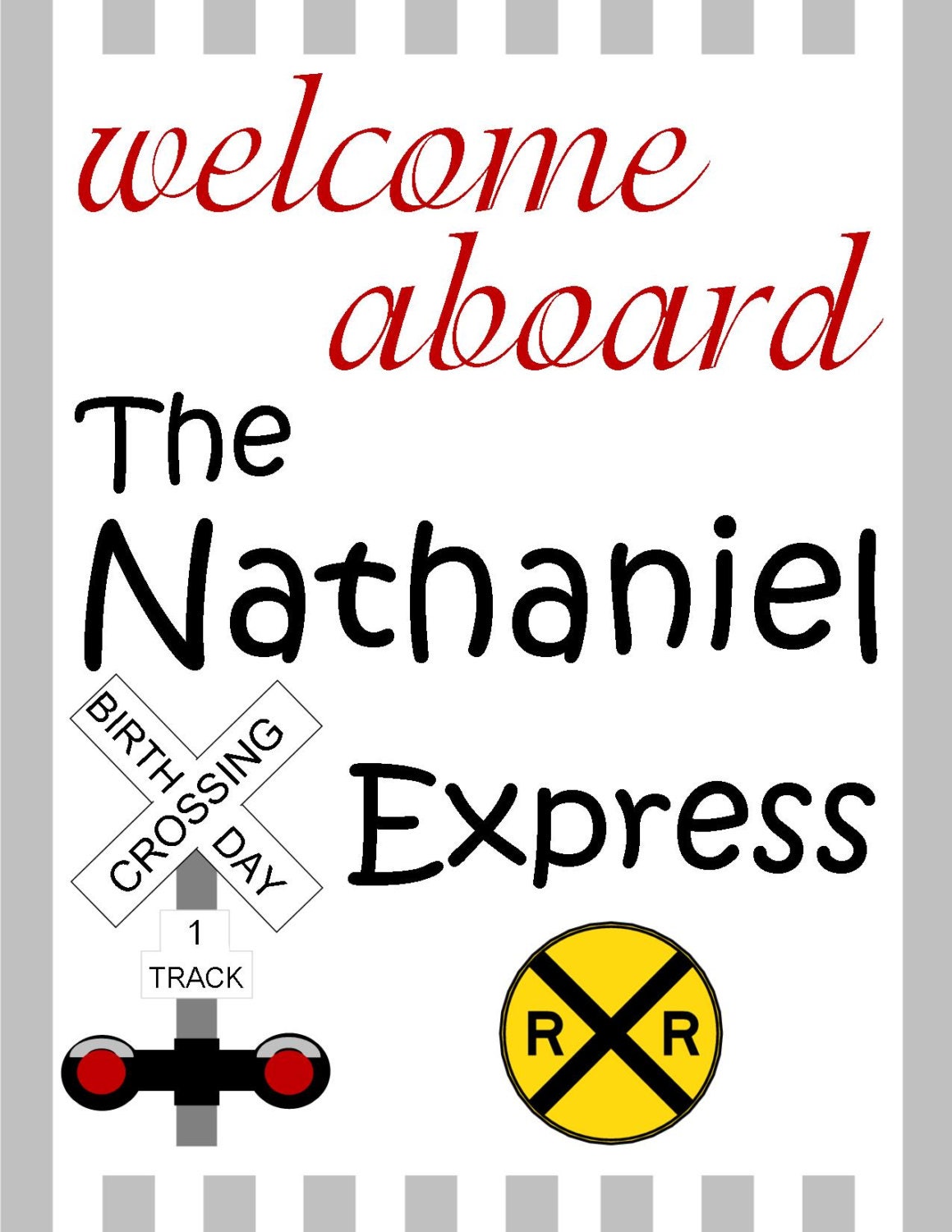 Train Birthday Party Crossing Welcome Sign Custom Il_570xn