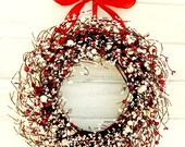 RED & WHITE HOLIDAY Door Wreath-Summer Door Decor-Patriotic Wreath-July4th Home Decor-Scented Cranberry- Custom Choose Scent and Ribbon