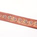 Sequined Embroidered Fabric Ribbon Trim Gold on Rust Color Silk Fabric, 2 yards
