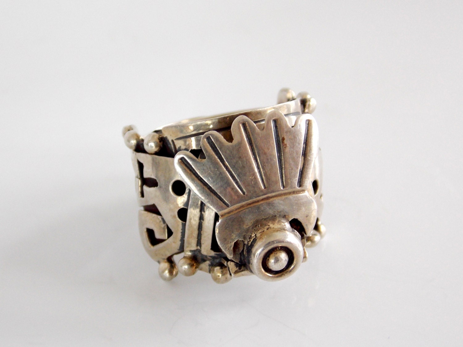 Vintage Mexican Silver Poison Ring
