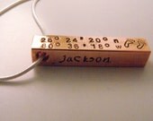 Hand Stamped Latitude Longitude Copper Bar
