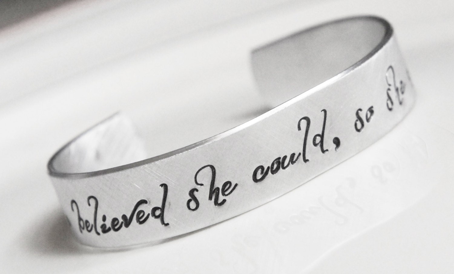 Personalized Cuff Bracelet Graduate Gift She Believed She Could So She Did Inspirational Motivational Cuff Bangle Gift for Her Graduation