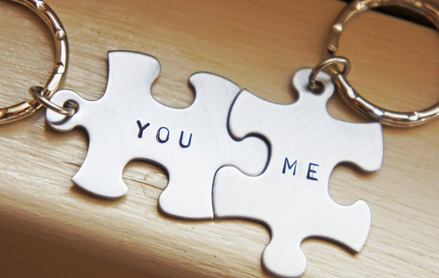 Personalized Puzzle Piece Keychain Custom Couple Best Friends Boyfriend Girlfriend Gift You Me Stainless Steel Key Chain Set