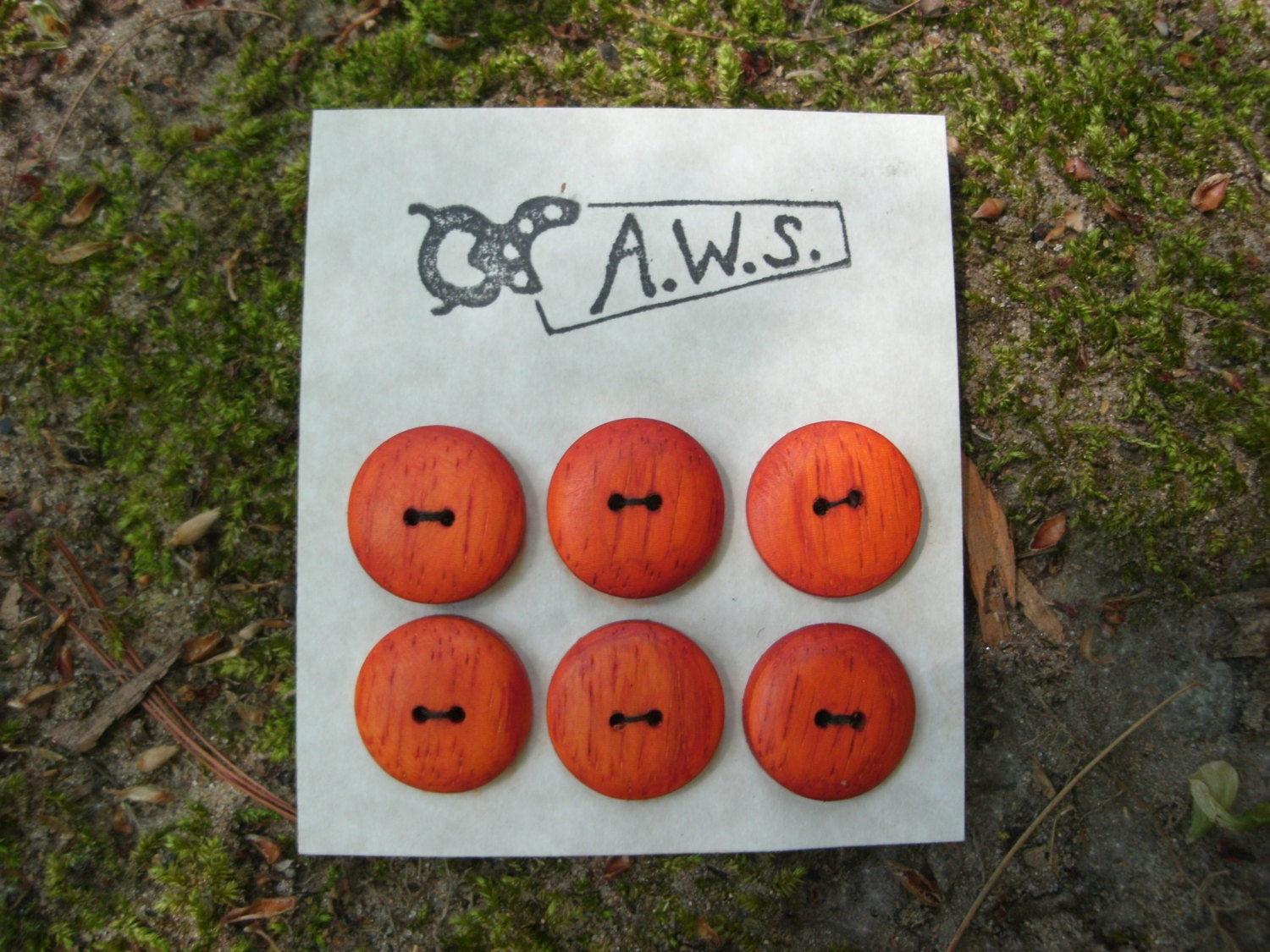 Six  Wood Buttons Made from Padauk  (3/4 inch)