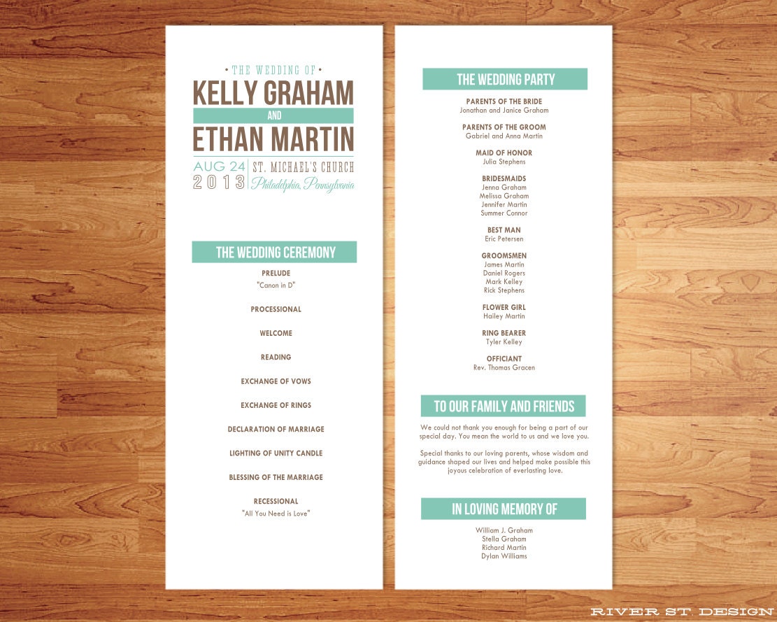 Printable Wedding Program