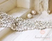 Crystal Bridal Sash Rhinestone Bridal Beaded Rhinestone Sash Wedding Sash 17"
